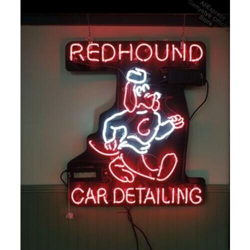 Neon Sign For Redhoun Car Detailing Lamp real glass tubes resterant Shop Windower decorate room light zipp lighter icons light