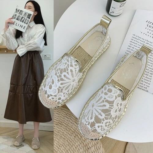 2021 New Espadrilles Womens Fashion Flat Shoes 2021 Sapatos Flax Ballet Chaussure for Espadrille Comfortable Slippers 35-43