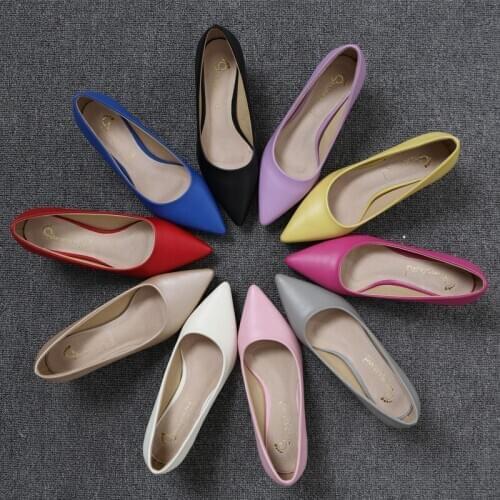 2020 New Arrival Women Med High Heel Brand Ladies Pointed Toe Shoes Ladies Genuine Leather Fashion Pumps office Shoes