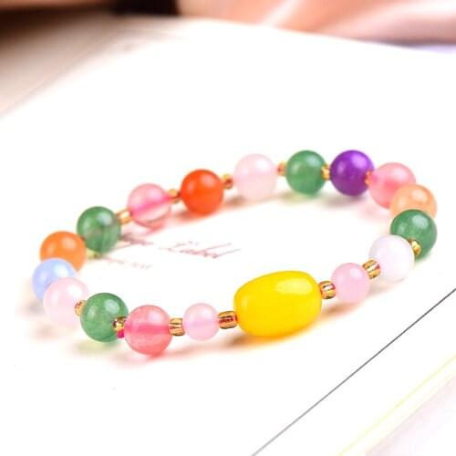 Wholesale Natural Crystal Beads Bracelets Colorfull Quartz Bracelet Elastic Jewelry Beads Healing Energy Stone Love woman Gifts