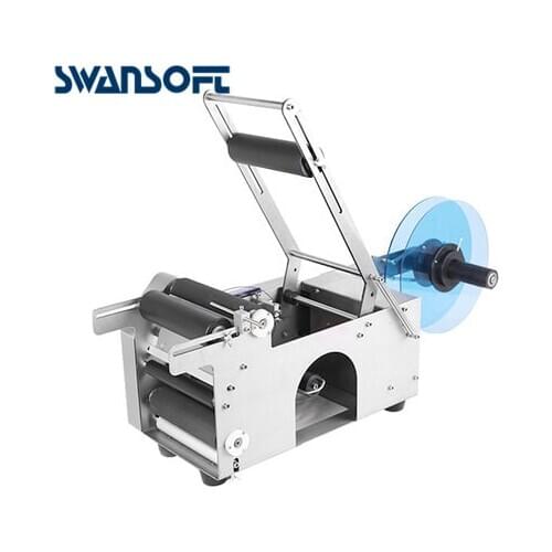 SWANSOFT 15mm to 120mm dimater plastic/glass beverage bottle labeler semi-auto MT-50 labeling Machine