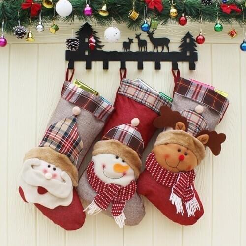 Christmas Stocking Decorations Free Christmas Stocking Clthes Santa Socks Christmas Gift For New Year Candy Gift Bags For Kids