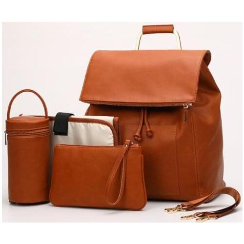 Fashion Pu Nappy Backpack Large Capacity Changing Backpack with Insulated Pockets for Baby Mommy Bagsnsulated Pockets for Baby