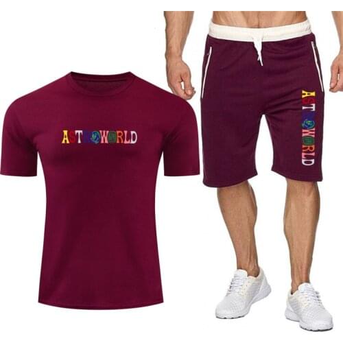Casual Mens Sets Summer Tracksuit Men Print Short Sleeve T-shirt +Shorts Breathable Short Set Fashion Sportswear Male 2 Piece