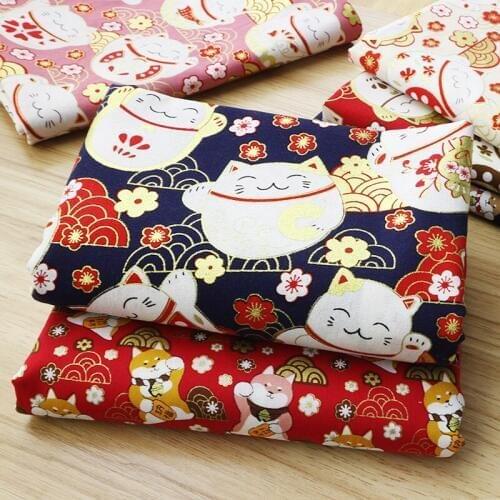Cat fabric bronzing and wind Cotton autumn field dog pure cotton clothing fabric and Hanfu bathrobe handmade cloth head