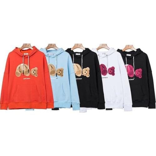 Palm Angel Cartoon Bear Unisex Couple Sweatshirt Streetwear Fashion Casual Cotton Hoodie