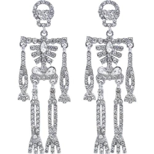 Punk Halloween Vintage Skeleton Skull crystal stud Earrings for Women Jewelry Party Gifts Aretes De Mujer Modernos Jewelry