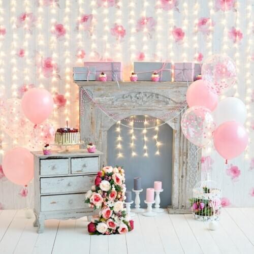Baby 1st Birthday Balloon Fireplace Backdrop Vinyl Photography Backdrops Photographic Background For Photo Studio Photophone