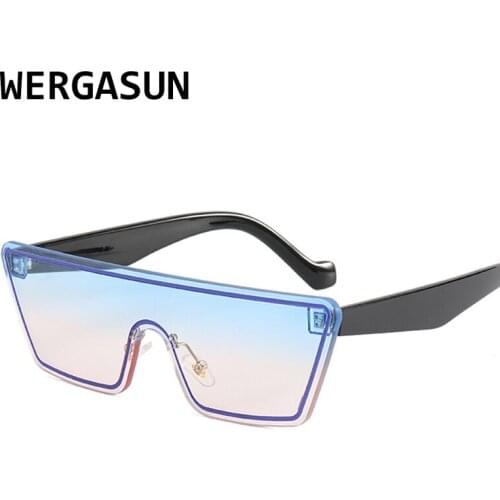 WERGASUN Square Sunglasses Women Brand Designer Retro Big Frame Cat Eye Sun Glasses Vintage Gradient Female Oculos Feminino