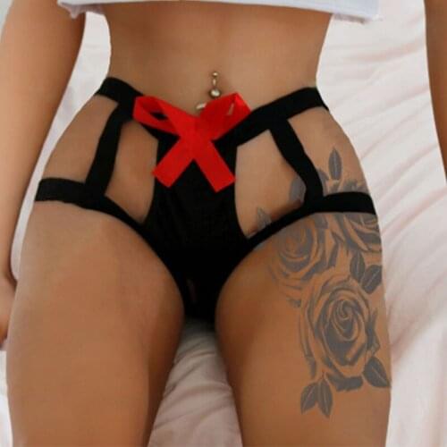 WomensThree-Point Panties Perspective Hollow Out Exotic Apparel Porno Open G-String Sexy Lingerie