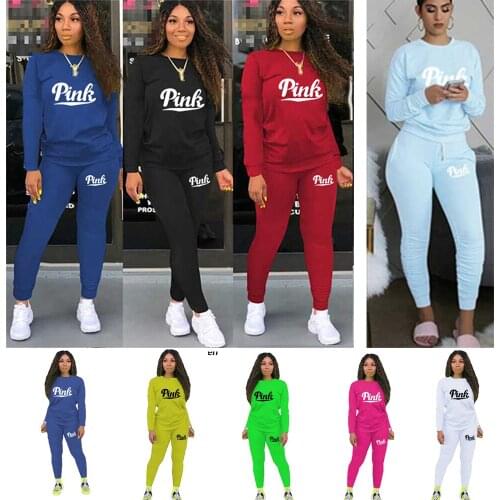 Autumn 2 Pc Set for Women Matching Sets Black White Jogging Sports Pencil Pans Trouser Suits Full Outfit Casual Female Clothing