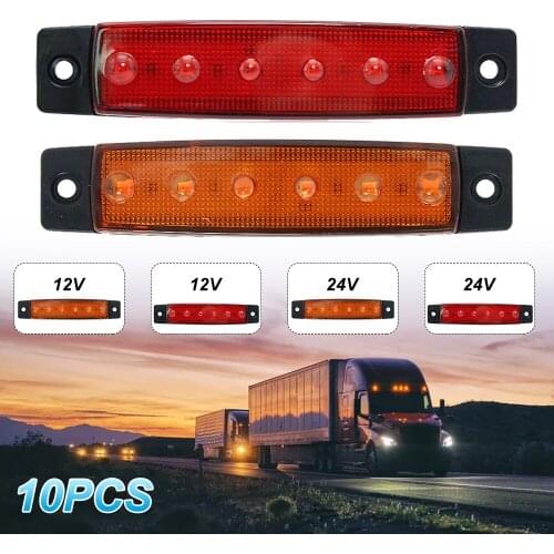 10Pcs Truck Trailer Side Marker Indicators Light Car Signal Brake Rear Warning Tail Light LED 12V 24V Warning Lamp