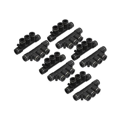 10 Pcs Air Pneumatic 5 Ways 8mm to 8mm Push in Connectors Quick Fittings