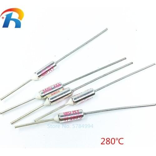 100PCS Thermal fuse RY Tf 280 Celsius degrees 10A250V Metal Thermal Protector thermal fuse metal shell Thermal Cutoff TF 280