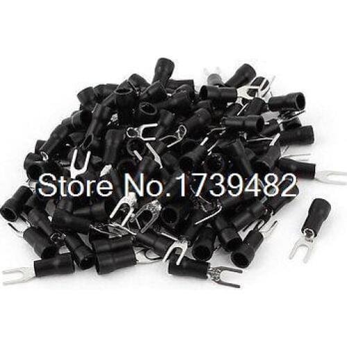 120pcs SV1.25-3 Fork Spade Insulated Wire Cable Terminal Black for AWG 22-16
