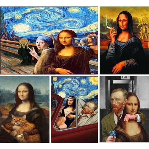 5D Diamond Painting Mona Lisa, The Milkmaid Full Square Diamond Embroidery Cross stitch Mosaic Picture Johannes Vermeer Series