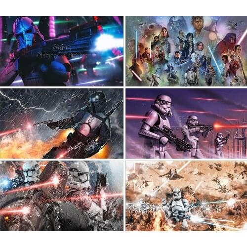 5D DIY Diamond Painting Star Wars Full Square Circle Embroidery Cartoon Landscape Cross Stitch Rhinestone Mosaic Home Decoration