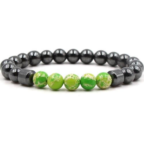 8mm gy43 adjusted Charm nature green Emperor stone hematite bead Bracelet women Healing Prayer Reiki Chakra Buddha Yoga