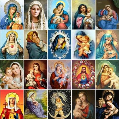 Huacan 5D DIY Diamond Painting Full Square Rhinestones Virgin Mary Mosaic Diamond Embroidery Woman Religion Puzzle Needlework