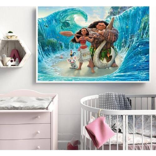 Animated Movies Poster Pua and Heihei Watercolor Painting Pictures Nursery Canvas Prints Kids Girls Room Wall Art Decor