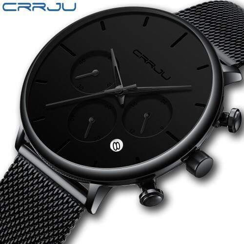 CRRJU Unique Style Fashion Men Watches Top Brand Luxury Quartz Watch Men Sport Chronograph Wristwatch Relogio Masculino