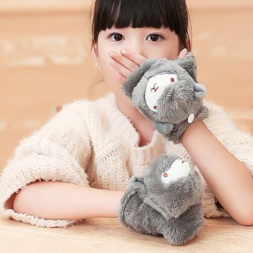 Child adult woman Baby boy girl plush gloves winter warm gloves cotton sheep cute solid gloves exposed finger clamshell st4-2