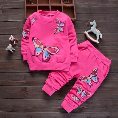 Children Girls Clothing Sets Summer Fashion Style Butterfly Printed T-Shirts+Pants 2Pcs Baby Girls Clothes Sets