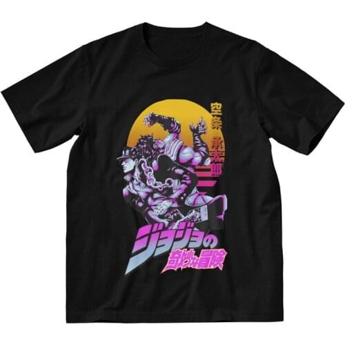 Mens Jojo Bizarre Adventure T-Shirt Novelty Stardust Crusaders Jotaro Kujo Tshirt Short Sleeve Hip Hop T Shirt Homme Cotton Tee
