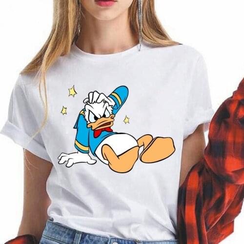 Disney Donald Duck Funny Cartoon Unisex T Shirt Harajuku Kawaii Anime 90s T-shirt Cute Graphic Tshirt Couple Top Tees