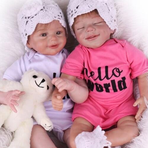 55CM cloth Body Silicone Reborn Baby Doll Toy For Girl 22 Inch Newborn twins Bebe kidsToy Birthday Gift Soft Touch Real