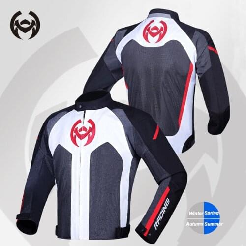 Summer Motorcycle Jacket 5 Pieces Protective Gear Motocross Clothing Breathable MTB Bike Racing Jacket Reflective Riding Jacket