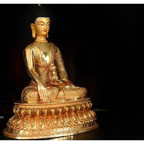TOP GOOD HOME Talisman Protection # Tibetan Nepal Buddhism Mitukpa Buddha Gilding brass statue 33CM