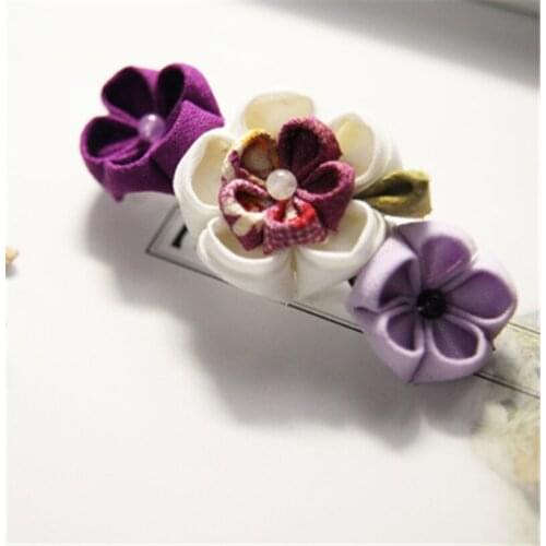 1pcs Purple Japanese Style Cloth Hair Decor Handmade Hair Clip for Kimono Cosplay Costume Accessories for Women Girl Gift