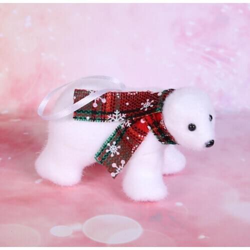 Mini Cute Plush White Bear Christmas Tree Pendant Decoration Home Decoration Christmas Decorations 2020 New Year Home Ornament