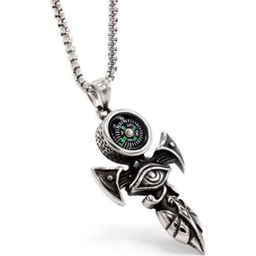 Fashion Antique Silver Compass Egypt Eye Of Horus Infinite Charm Stainless steel Pendant Statement Necklace Jewelry Gifts