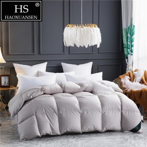 Filling Power 800 High Density Luxury 100% Combed Cotton Grey Fabric Goose Down Quilt King Queen Size Duvet Winter Blanket