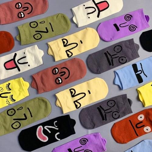 Spring Summer Expression Harajuku Female Boat Socks Cotton Candy Color Casual Funny DropShip Ankle Socks