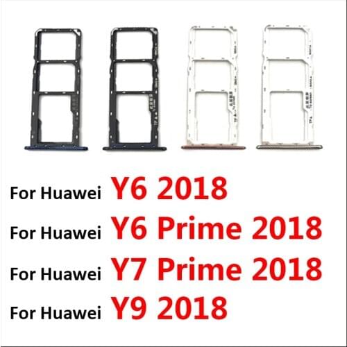 New SIM Tray For Huawei Y6 Y7 Prime Y9 2018 Micro Nano SIM Card Holder Tray Slot Holder Adapter Socket