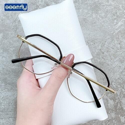 Seemfly Polygon Frame Myopia Glasses Classic Fashion Simple Style Reading Eyeglasses For Men And Women With Diopter -1.0 to -4.0