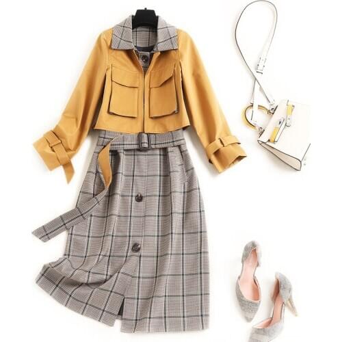 Autumn Windbreaker Female 2020 New Fashion Casual Single Breasted Simple Brand Classic Plaid Long Trench Coat With Belt Chic