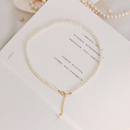100% Natural Pearl Choker Necklace Round Shape Freshwater Pearl Necklace Choker Simple Delicate Jewelry for Women Best Gift For