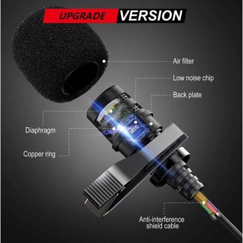 Type-C Lavalier Lapel Microphone 3 Meters For Android Smart phones PC Computer Laptop Omnidirectional Capacitive Clip 22010-1