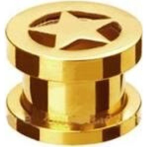 Ear Piercing Five Star Flesh Tunnel Piercing Stern Gold Screw Earring High Quality 30PCS/LOT 8-16MM Ear Expander Body Jewelry