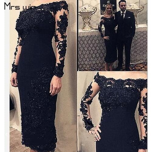 Mrs Win Bridesmaid Dress Long Sleeve Sheer Lace Boat Neck Lace Memaid Wedding Party Dress For Girls HR148 Vestido Madrinha 2020