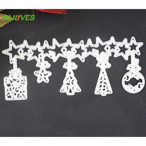 RLJLIVES Metal Cutting Dies Banner Bandy Star Heart Party Flag Scrapbook Card Album Paper Craft Decorative Embossing Cutter