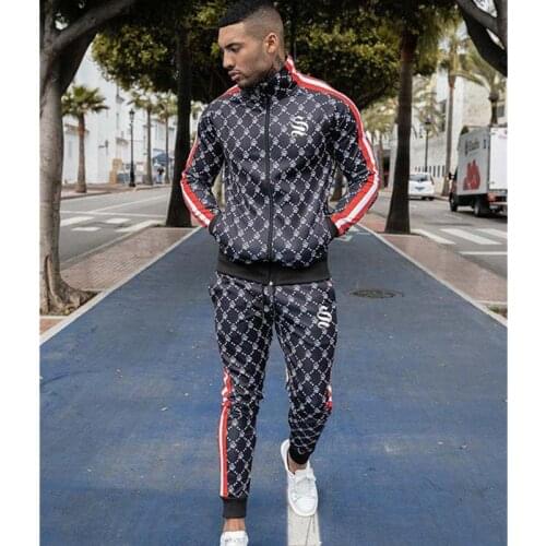 Silk Silk Fashion Autumn Mens Casual Loose Sweatshirt Joggers Sweatpants Male Jacket Sportswear Trousers Brand Sportswear Suit