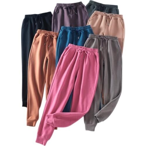 Tangada 2020 winter women woolen pants cargo strethy waist pants loose trousers joggers female sweatpants high quality 7M2