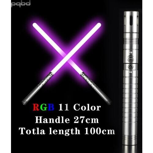 Pqbd Lightsaber 11 Color Change RGB Sound Effect Metal Handle Cosplay Sword Flashlight Toy for Children Gift