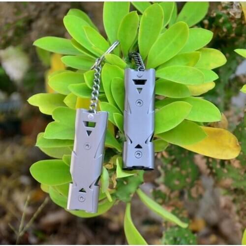 Stainless steel whistle Double-tube high-decibel popping sound Outdoor survival high-frequency whistle Earthquake rescue whistle
