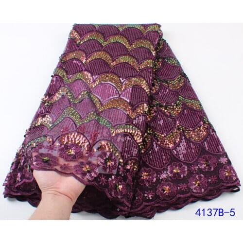 XIYA 2021 New Arriva Tulle Fabric Lace Latest Nigerian Sequins Fabric 5 Yards Net Lace For Party Dress 4137B